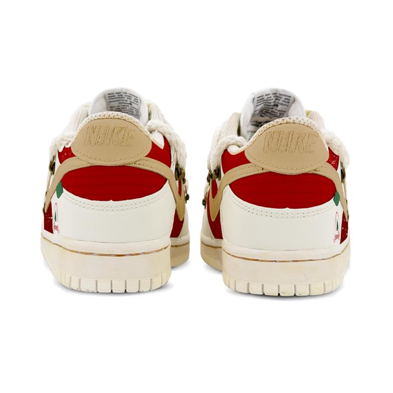 [Custom Red Christmas]  Dunk Skateboarding Shoes Men Low-top Beige/green