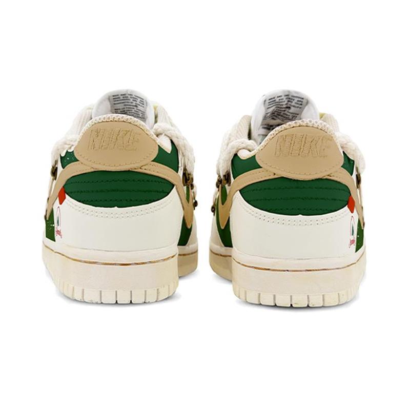[Custom Green Christmas]  Dunk Skateboarding Shoes Men Low-top Beige/Green