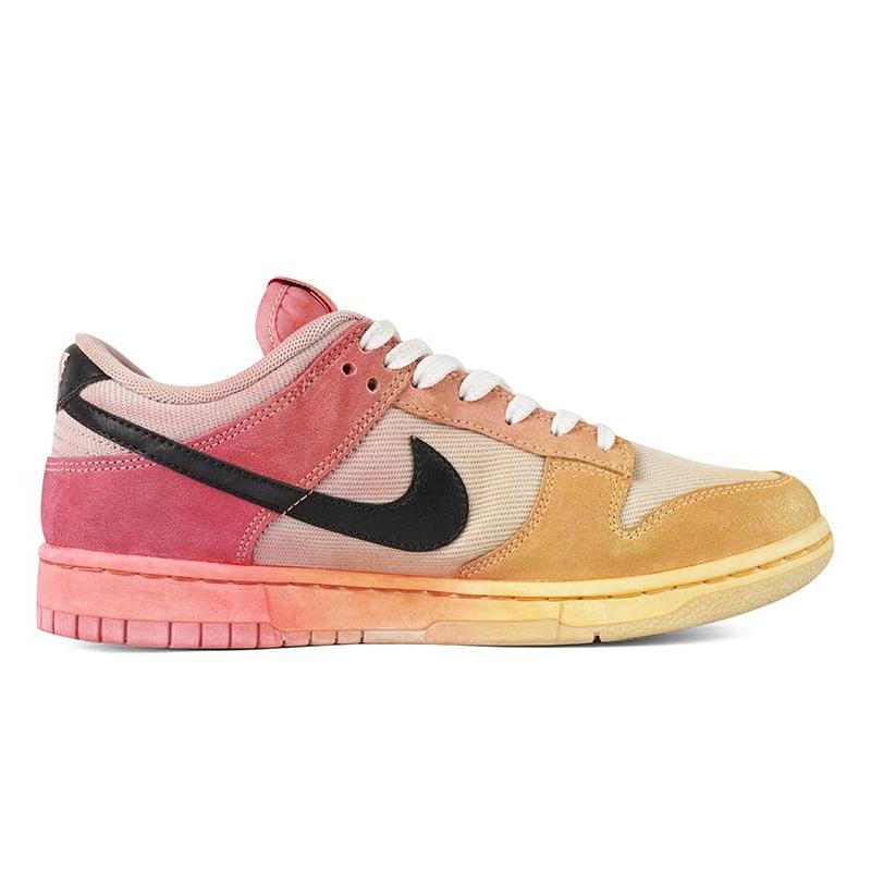 [Custom Men's low-top gradient dye QD]  Dunk Skateboarding Shoes Men Low-top Yellow/Pink