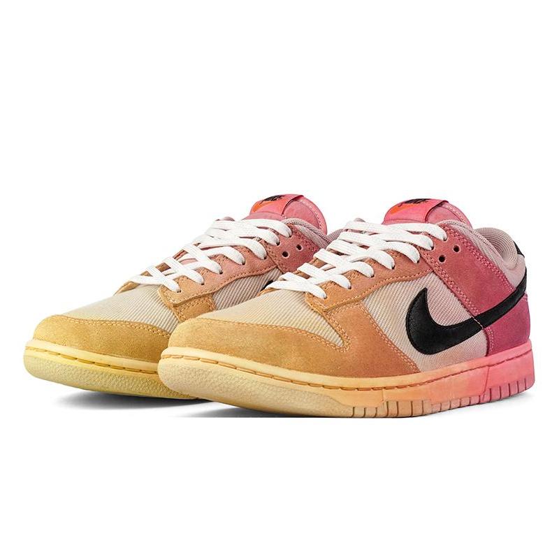 [Custom Men's low-top gradient dye QD]  Dunk Skateboarding Shoes Men Low-top Yellow/Pink