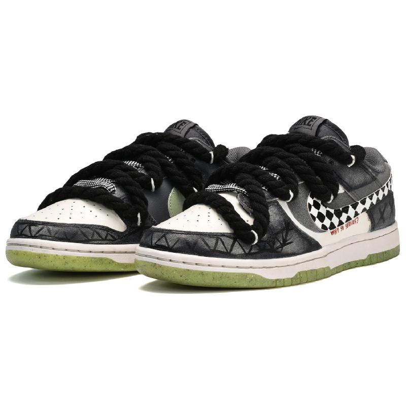 [Custom The male clown is in black, white and grey]  Dunk Skateboarding Shoes Men Low-top Black/White/Gray