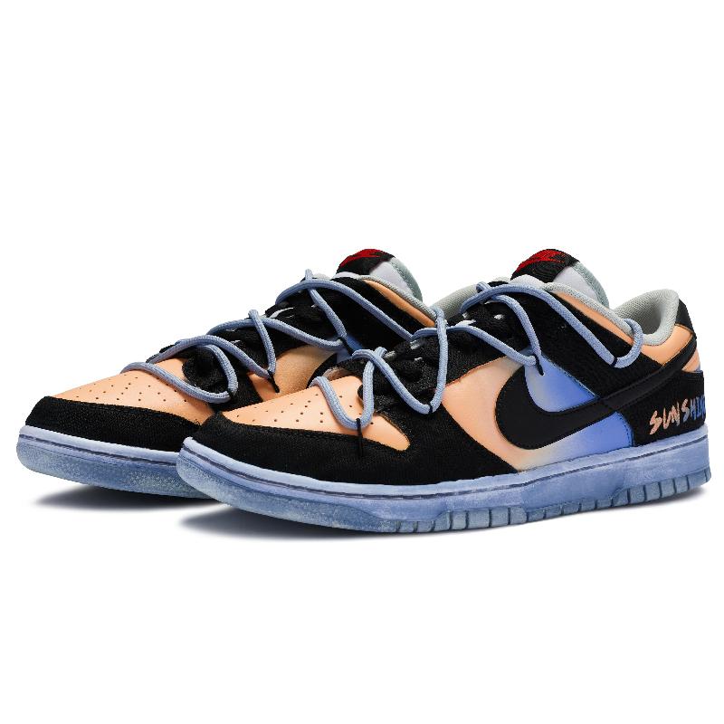 [Custom Men's California sunset black orange blue]  Dunk Skateboarding Shoes Men