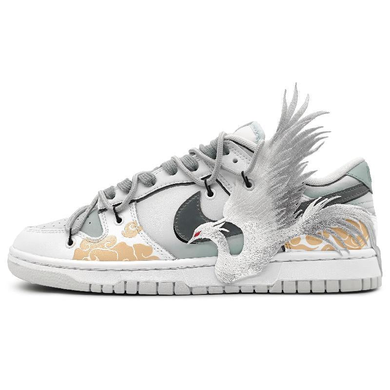 [Custom White Phoenix Yinfei Men's Grey gold version]  Dunk Skateboarding Shoes Men