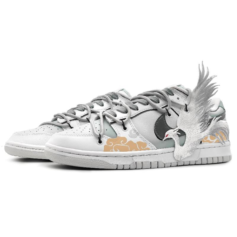 [Custom White Phoenix Yinfei Men's Grey gold version]  Dunk Skateboarding Shoes Men