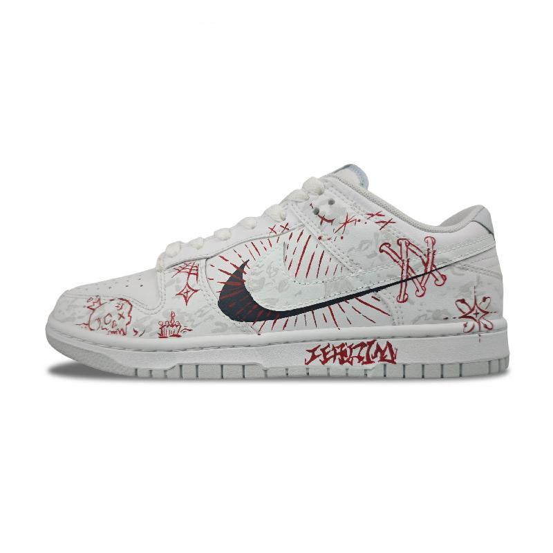 [Custom Eternal silent words]  Dunk Skateboarding Shoes Men Low-top Grey / Red