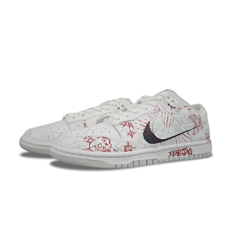 [Custom Eternal silent words]  Dunk Skateboarding Shoes Men Low-top Grey / Red