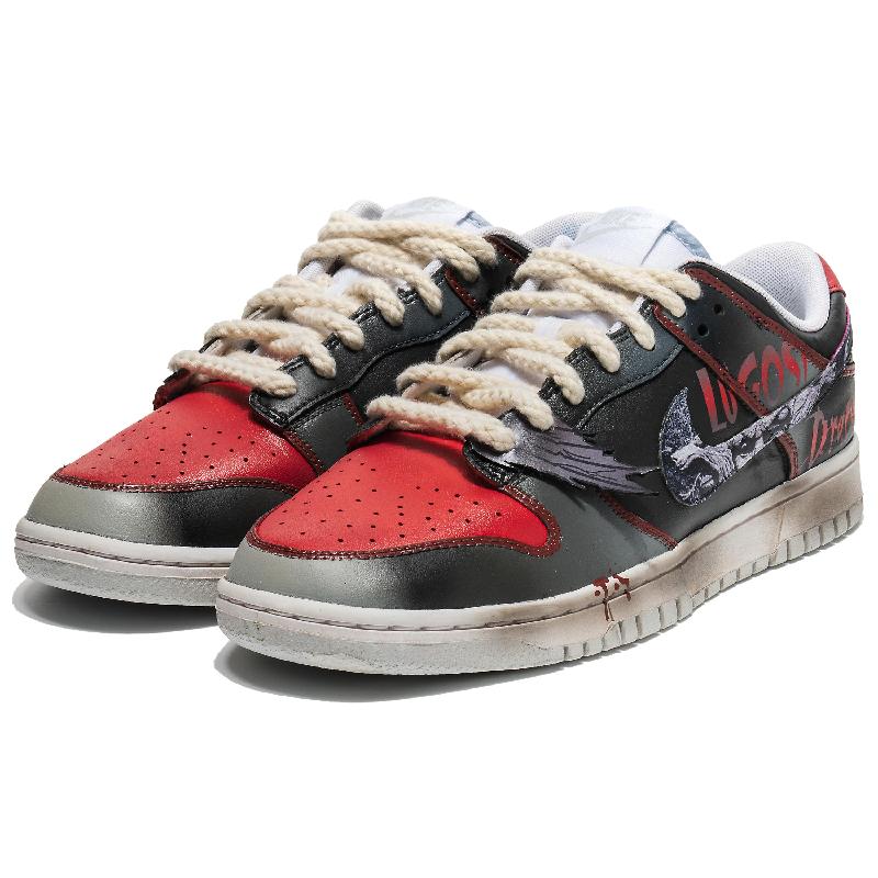 [Custom Male Halloween vampire]  Dunk Skateboarding Shoes Men Low-top Black/Red