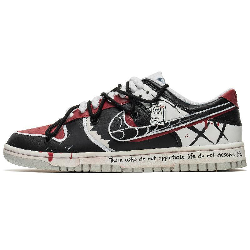 [Custom Men's Halloween spider web]  Dunk Skateboarding Shoes Men Low-top Black/White