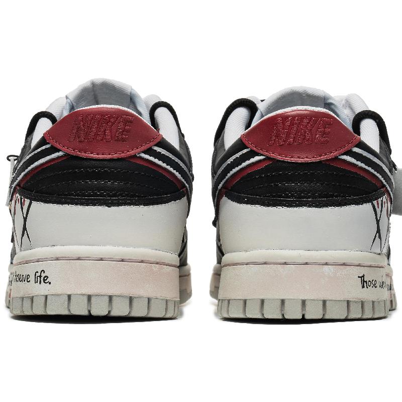 [Custom Men's Halloween spider web]  Dunk Skateboarding Shoes Men Low-top Black/White