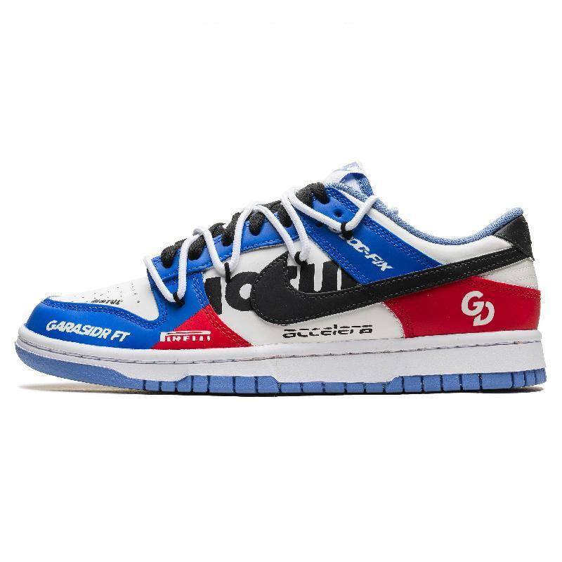[Custom The cold winter is vast and clear]  Dunk Skateboarding Shoes Unisex Low-top White/Blue
