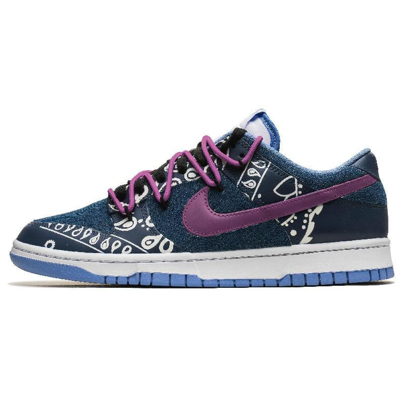 [Custom Bibo Cashew Nuts]  Dunk Skateboarding Shoes Unisex Low-top Purple/Blue