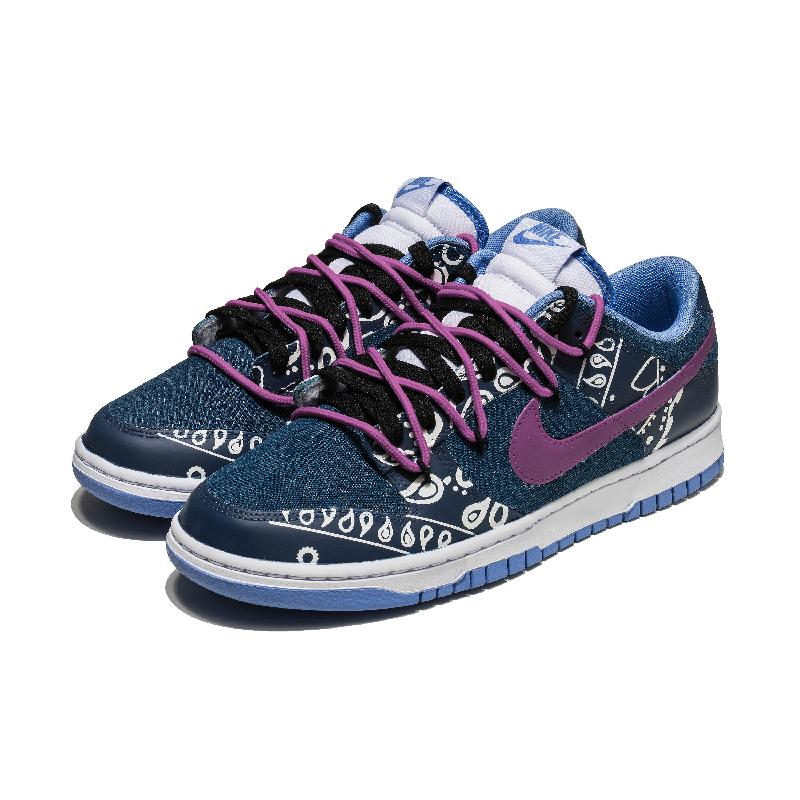 [Custom Bibo Cashew Nuts]  Dunk Skateboarding Shoes Unisex Low-top Purple/Blue