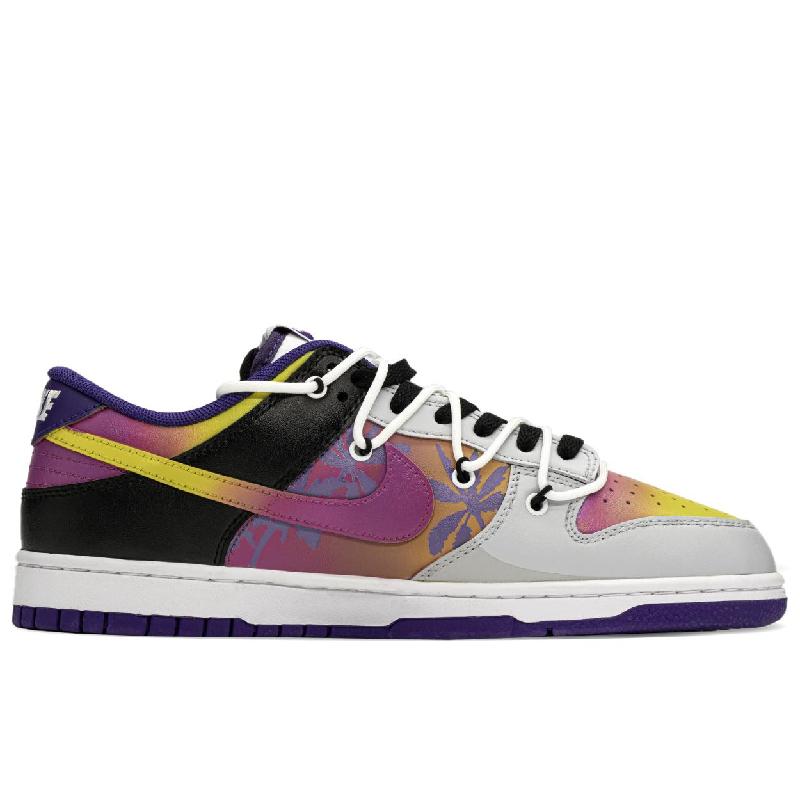[Custom Sunset Beach]  Dunk Skateboarding Shoes Men Low-top Black/purple