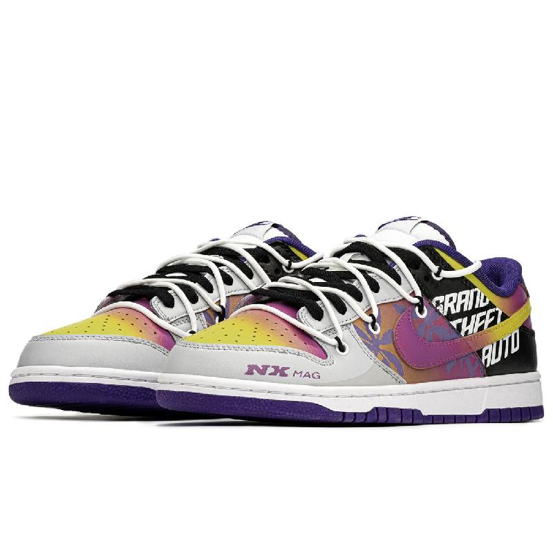 [Custom Sunset Beach]  Dunk Skateboarding Shoes Men Low-top Black/purple
