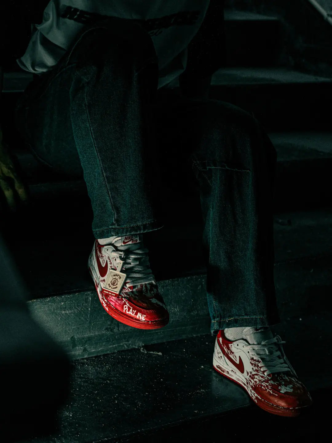 [Custom AF Chainsaw Horror]  Air Force 1 Skateboard Shoes Unisex Low-Top White/Red