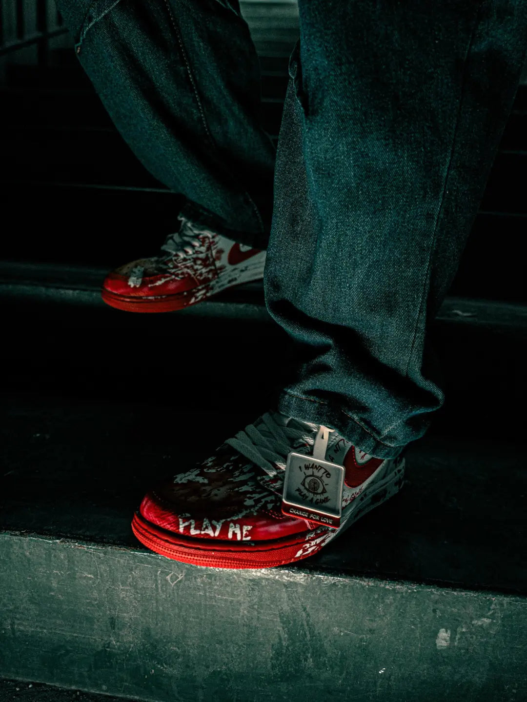 [Custom AF Chainsaw Horror]  Air Force 1 Skateboard Shoes Unisex Low-Top White/Red