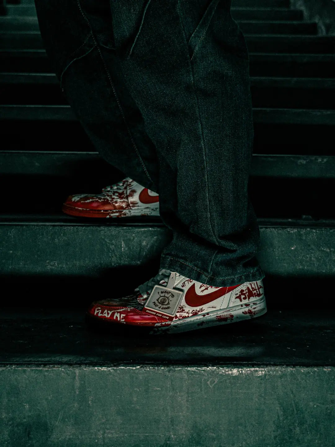 [Custom AF Chainsaw Horror]  Air Force 1 Skateboard Shoes Unisex Low-Top White/Red