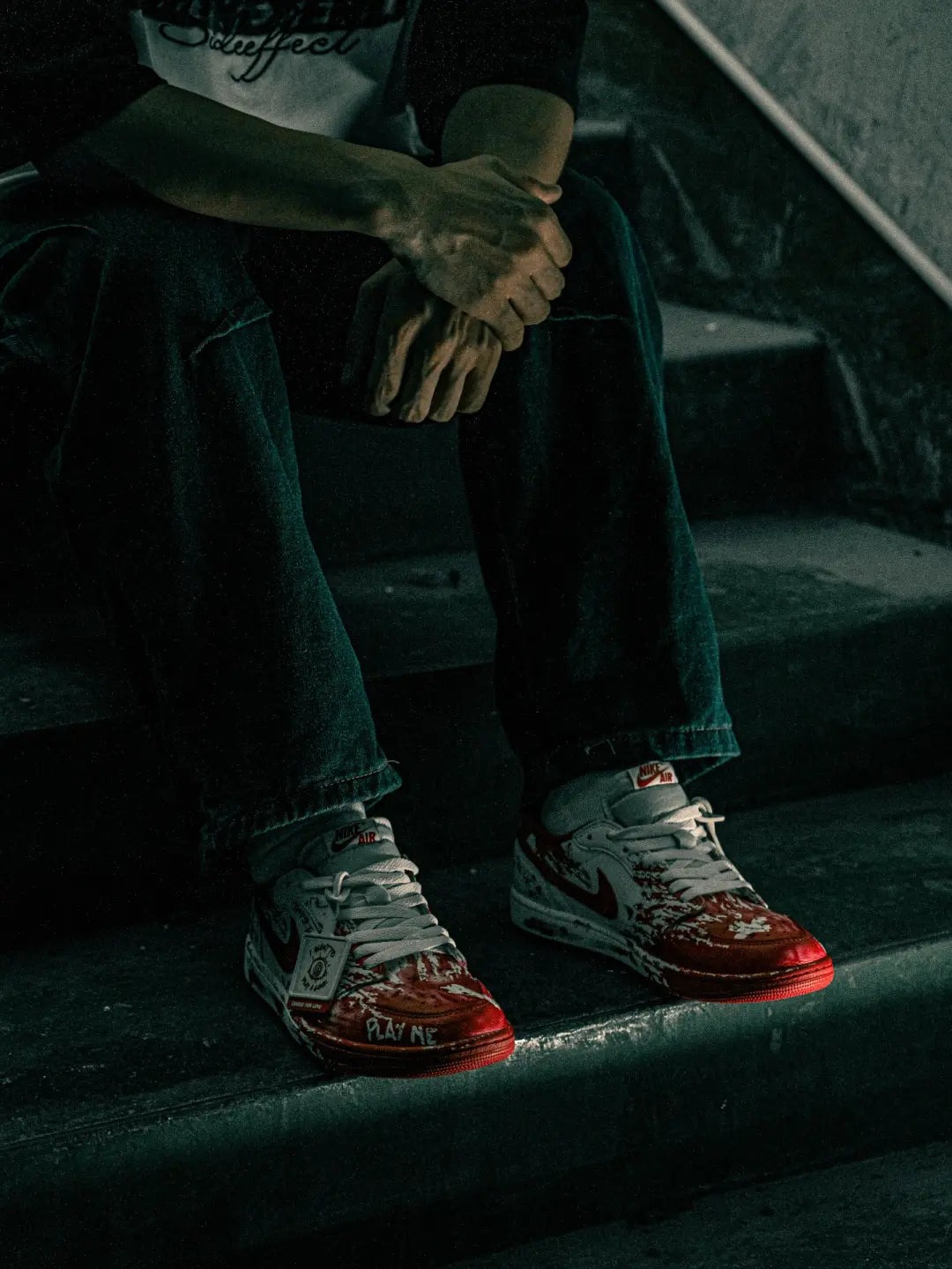 [Custom AF Chainsaw Horror]  Air Force 1 Skateboard Shoes Unisex Low-Top White/Red