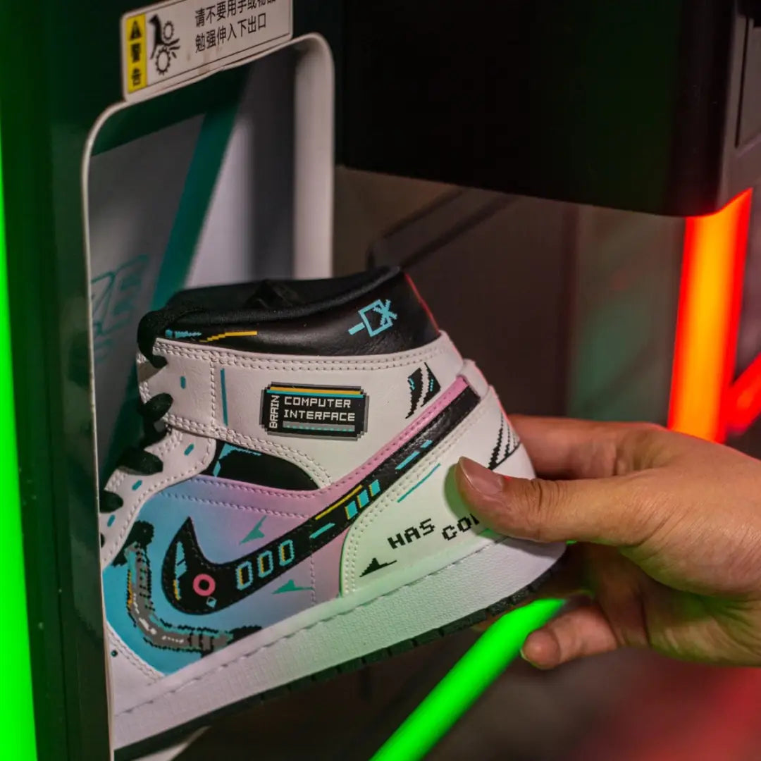 [Custom Cyber Cotton Candy] Jordan Air Jordan 1 Mid Unisex Skateboarding Shoes