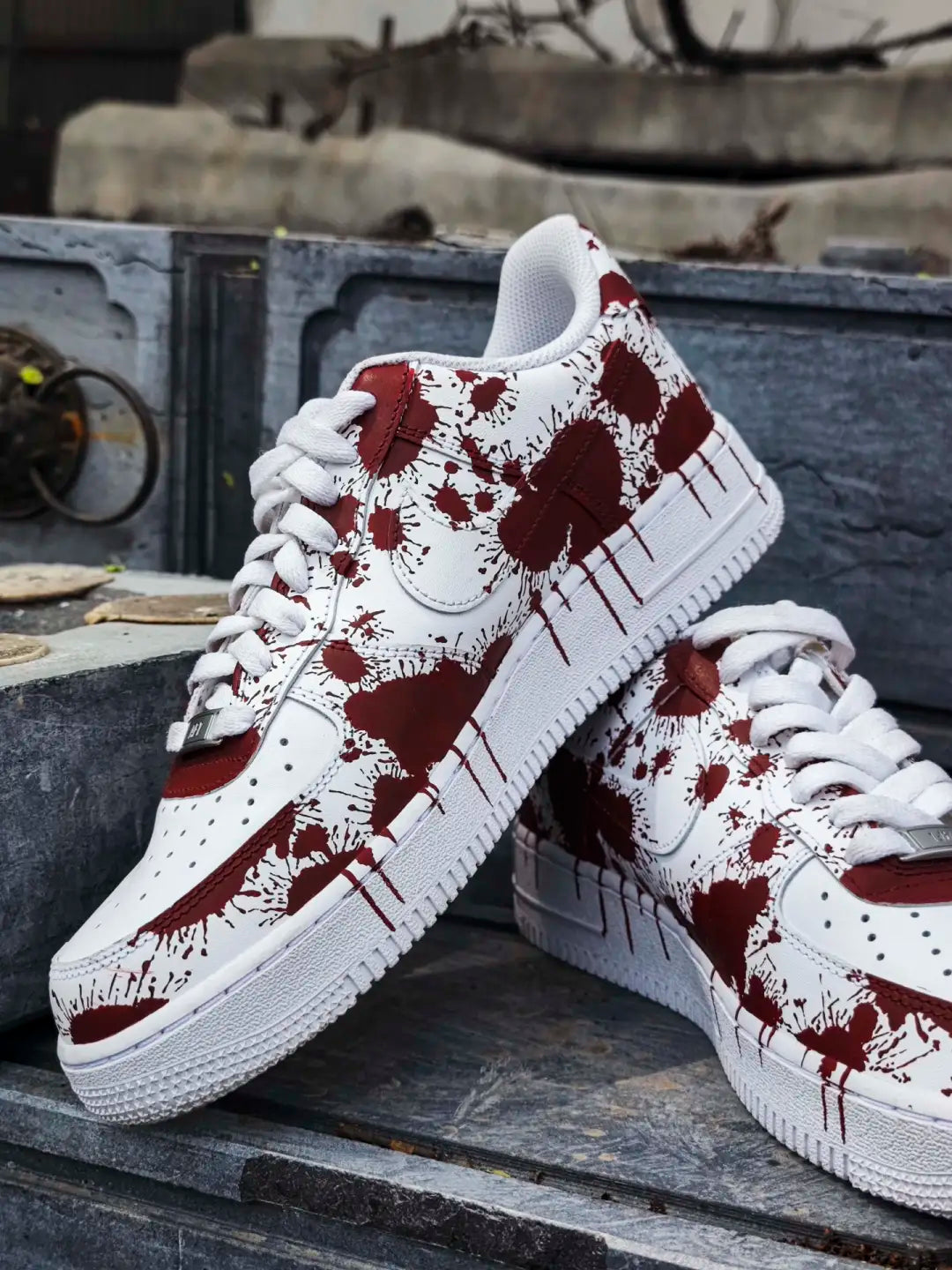 [Customized Cursed Sole] Air Force 1 Low-top Shoes Unisex White/Red Halloween Series