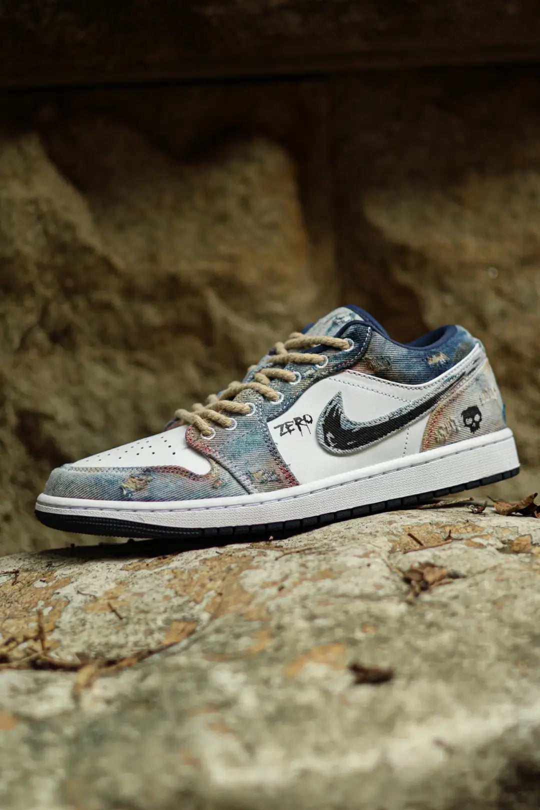 [Custom Doomsday Battleground] Air Jordan Low - Top Skateboarding Shoes Unisex Denim Style