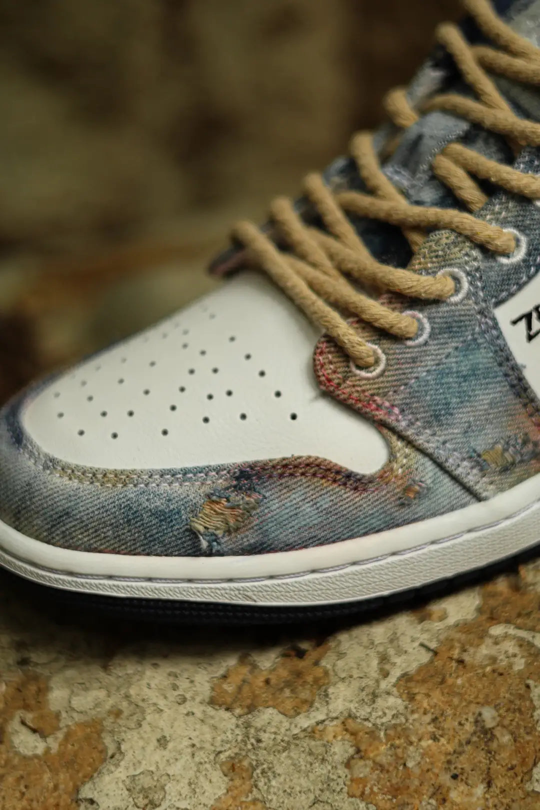 [Custom Doomsday Battleground] Air Jordan Low - Top Skateboarding Shoes Unisex Denim Style