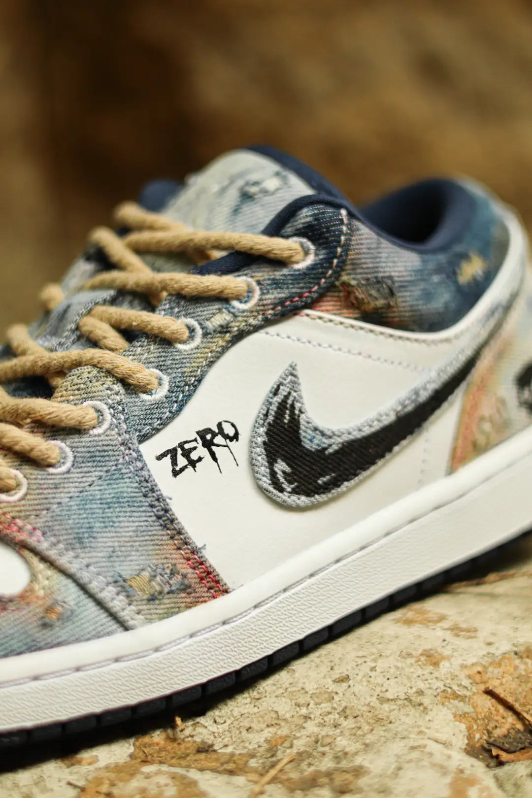 [Custom Doomsday Battleground] Air Jordan Low - Top Skateboarding Shoes Unisex Denim Style