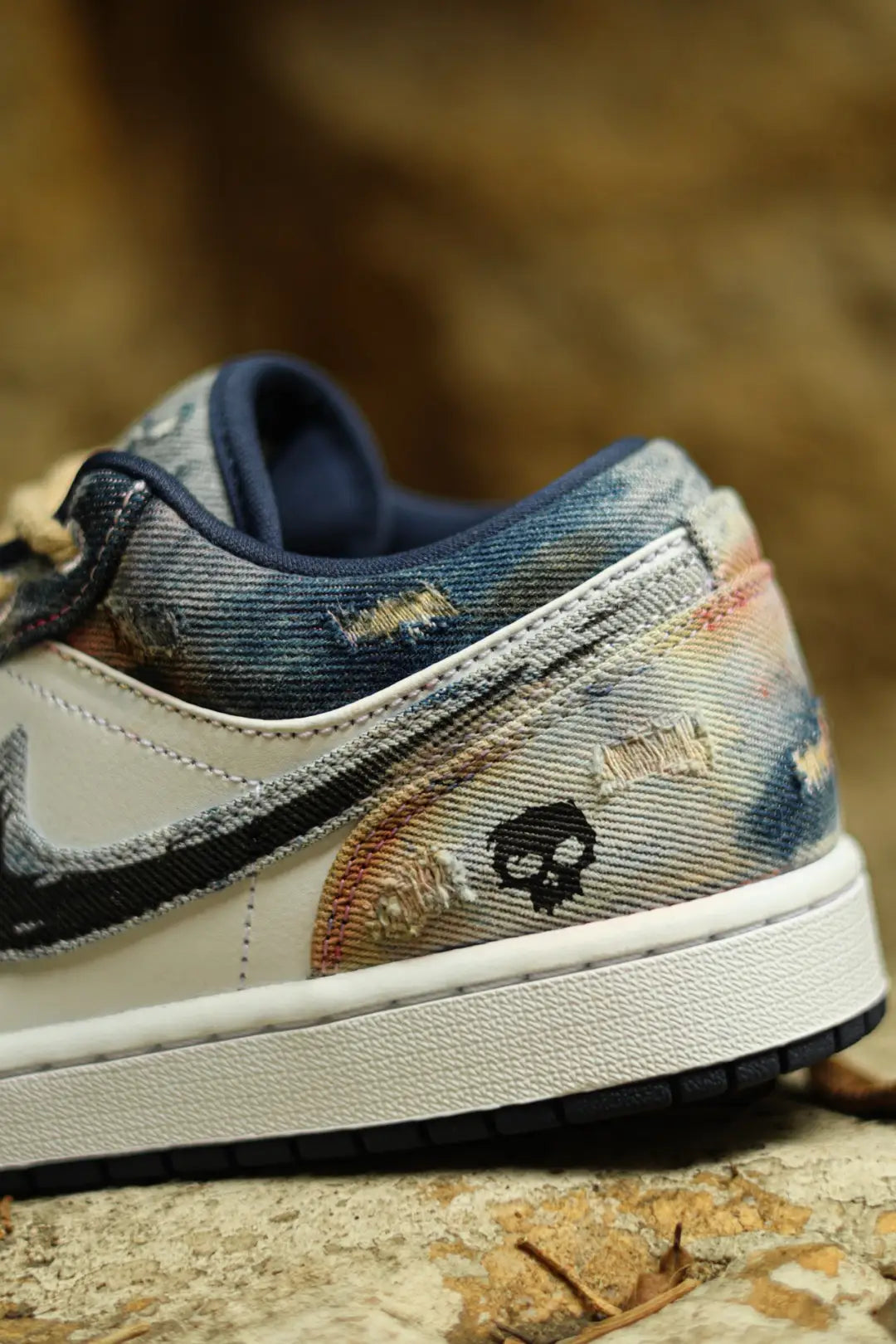 [Custom Doomsday Battleground] Air Jordan Low - Top Skateboarding Shoes Unisex Denim Style