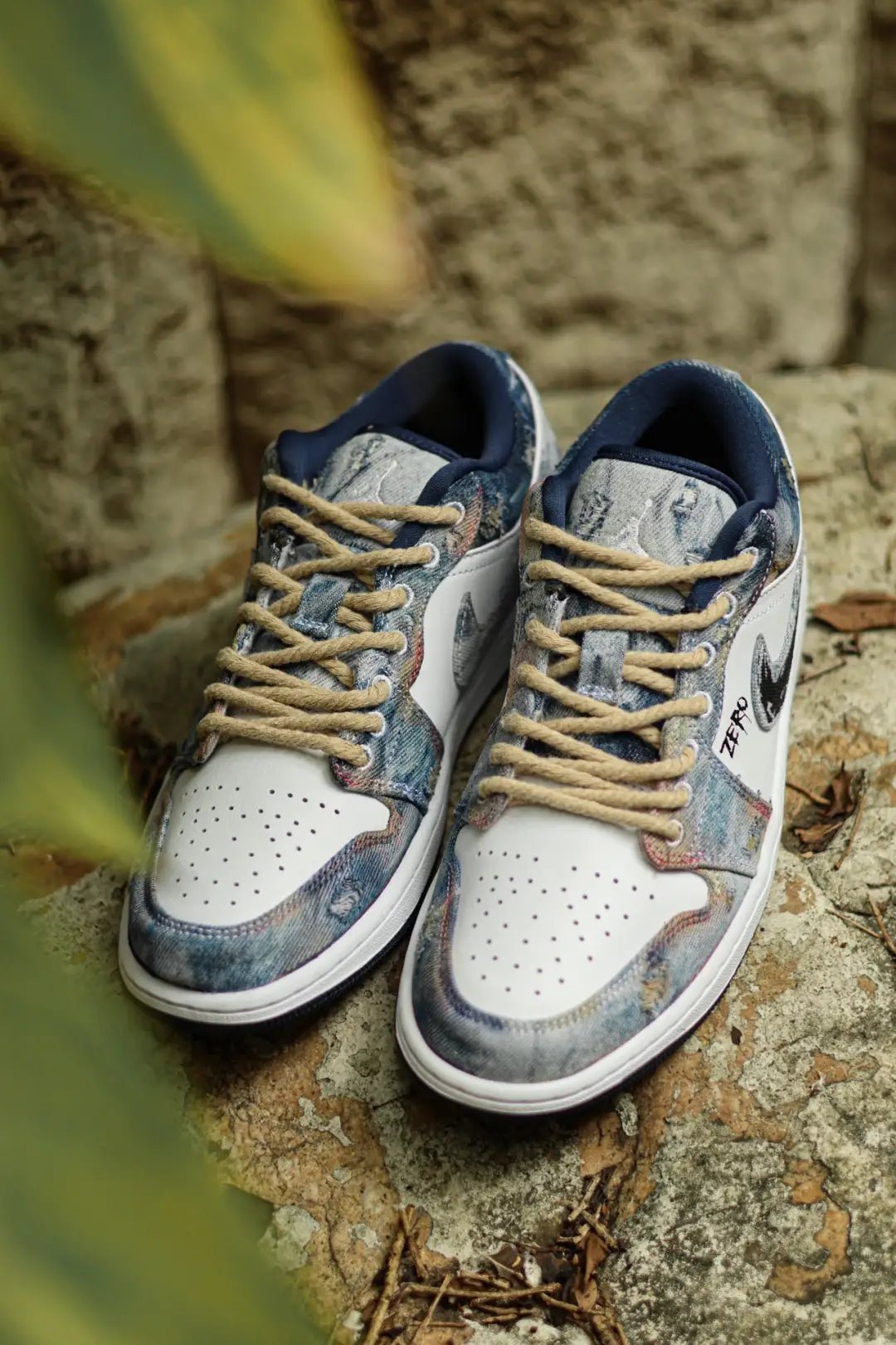 [Custom Doomsday Battleground] Air Jordan Low - Top Skateboarding Shoes Unisex Denim Style