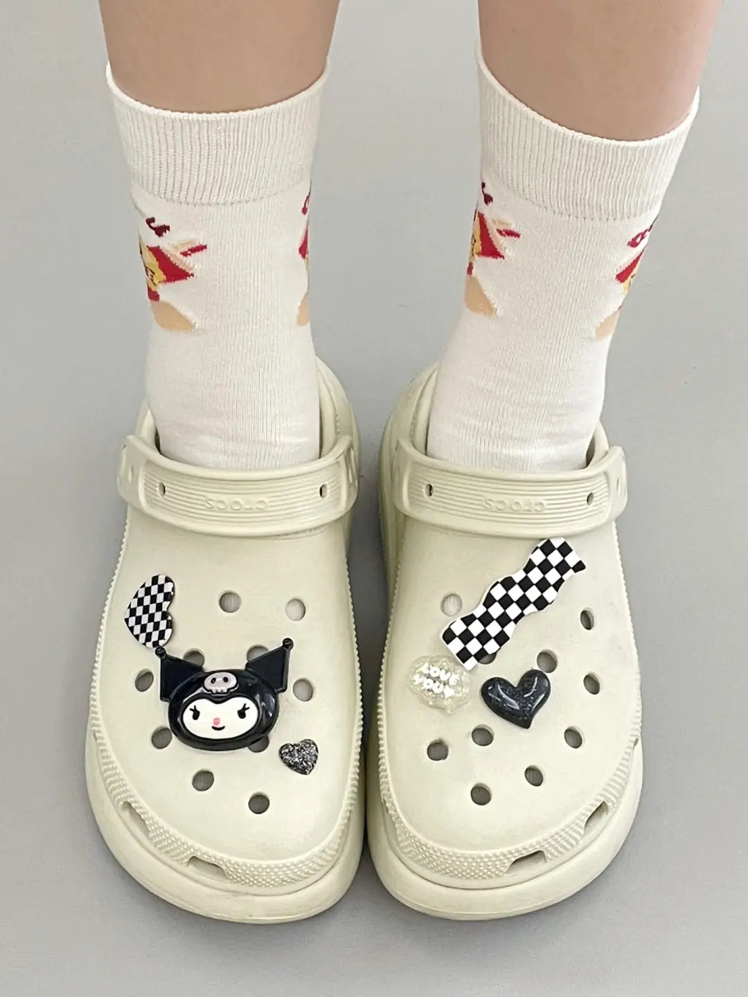 Cute Cartoon Moisture Transferring & Sweat Transferring Comfortable & Breathable Mid Calf Socks 5 Pairs