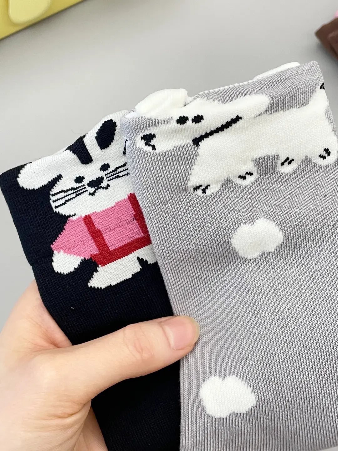 Cute Cartoon Moisture Transferring & Sweat Transferring Comfortable & Breathable Mid Calf Socks 5 Pairs