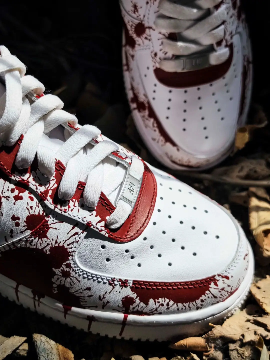 [Customized Cursed Sole] Air Force 1 Low-top Shoes Unisex White/Red Halloween Series