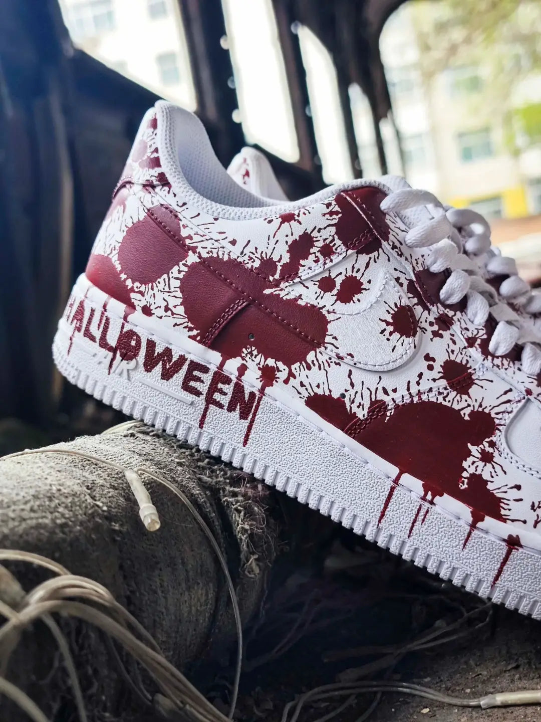 [Customized Cursed Sole] Air Force 1 Low-top Shoes Unisex White/Red Halloween Series