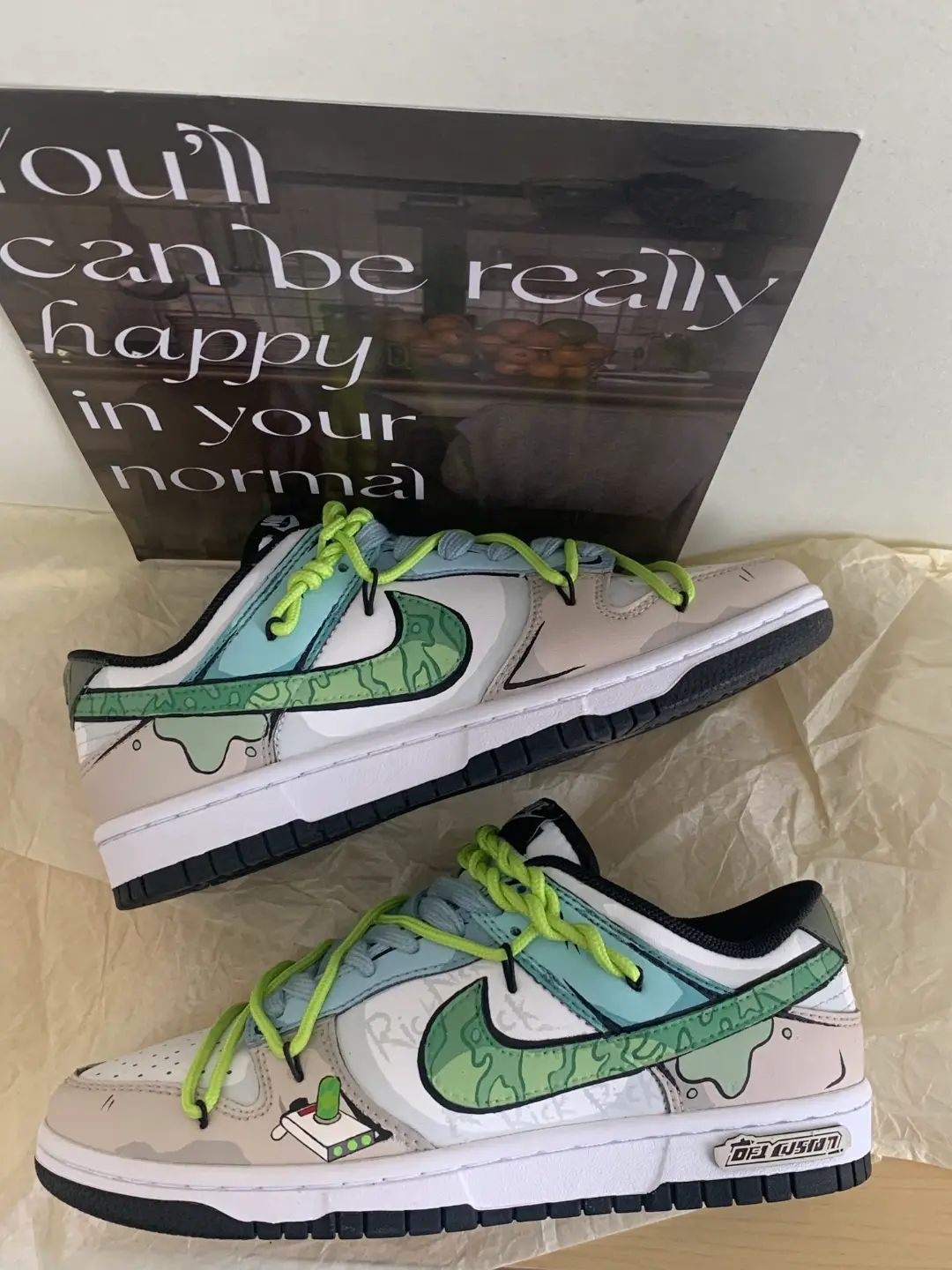 [Custom Dr. Crocodile]  Dunk Skateboarding Shoes Unisex Low-top Brown/green/blue