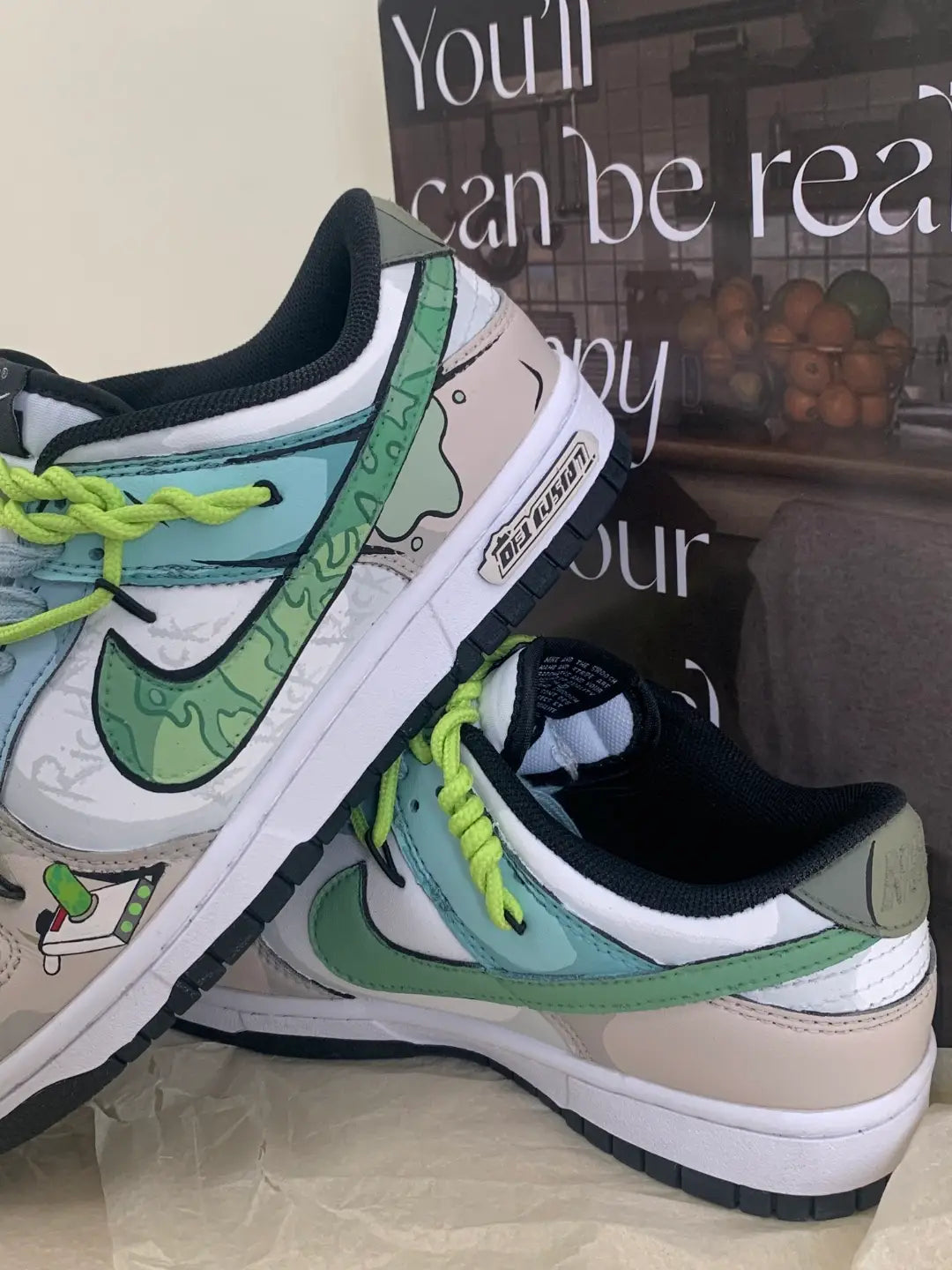 [Custom Dr. Crocodile]  Dunk Skateboarding Shoes Unisex Low-top Brown/green/blue