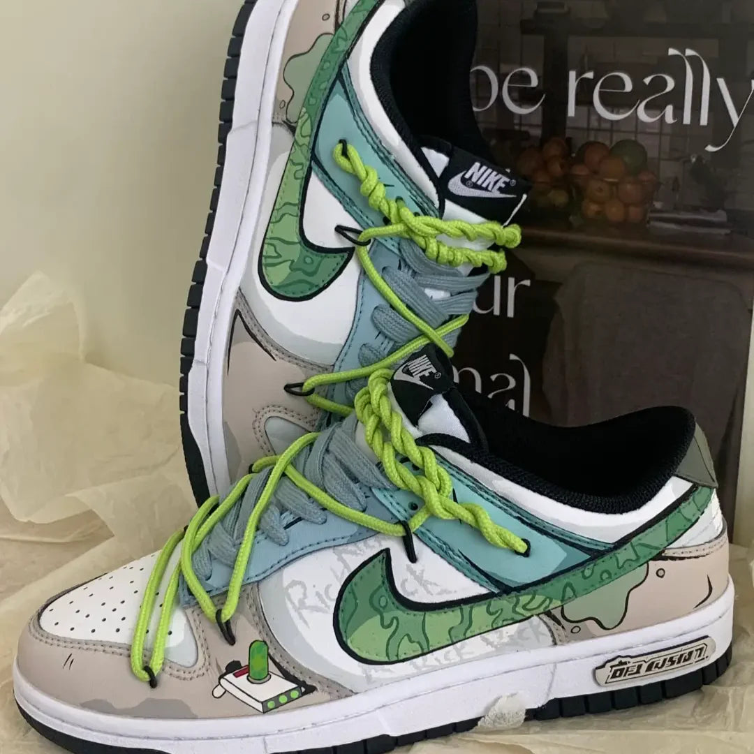 [Custom Dr. Crocodile]  Dunk Skateboarding Shoes Unisex Low-top Brown/green/blue