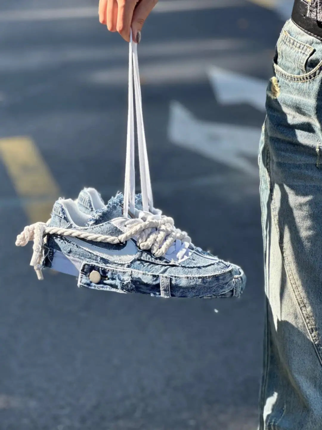 [Custom Men's denim cross]  Air Force 1 Skateboarding Shoes Men