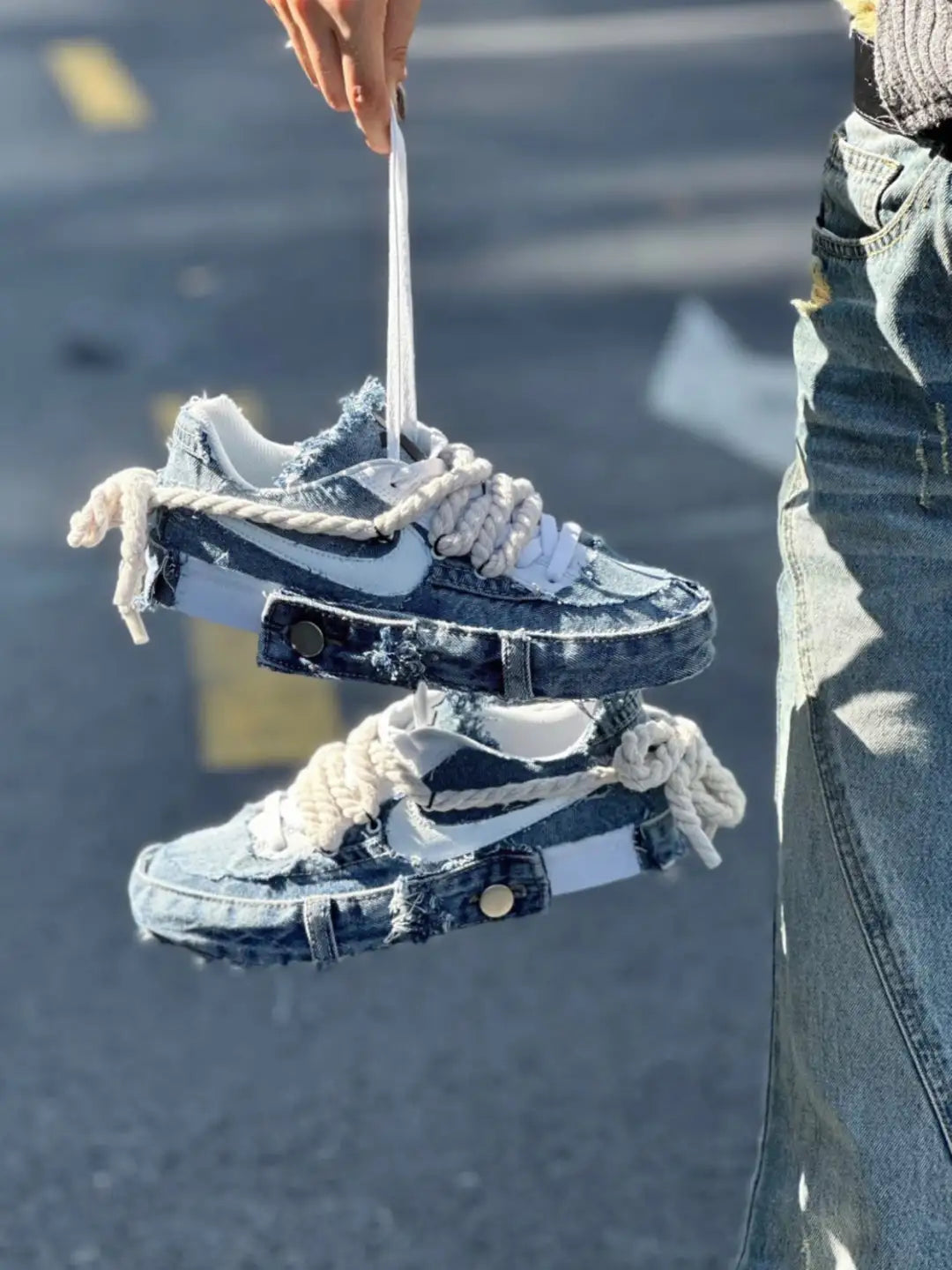 [Custom Men's denim cross]  Air Force 1 Skateboarding Shoes Men