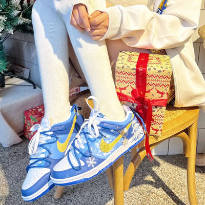 [Custom Christmas Snowy Forest] Dunk Skateboarding Shoes Unisex Low-top