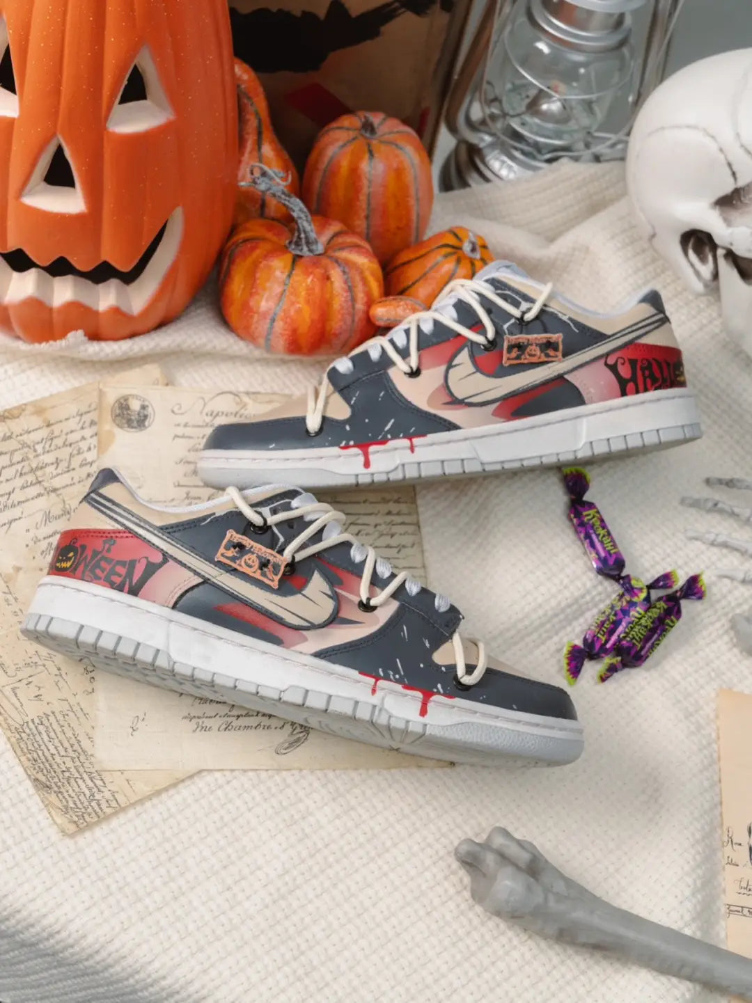 [Custom Dark Harvest] Dunk Skateboarding Shoes Unisex Low-top Black/Red