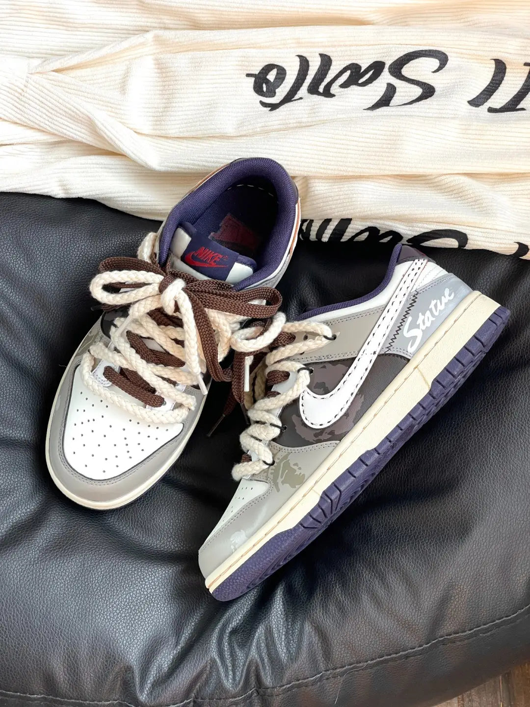 [Custom Wilderness] Dunk Skateboarding Shoes Unisex Gray/Brown