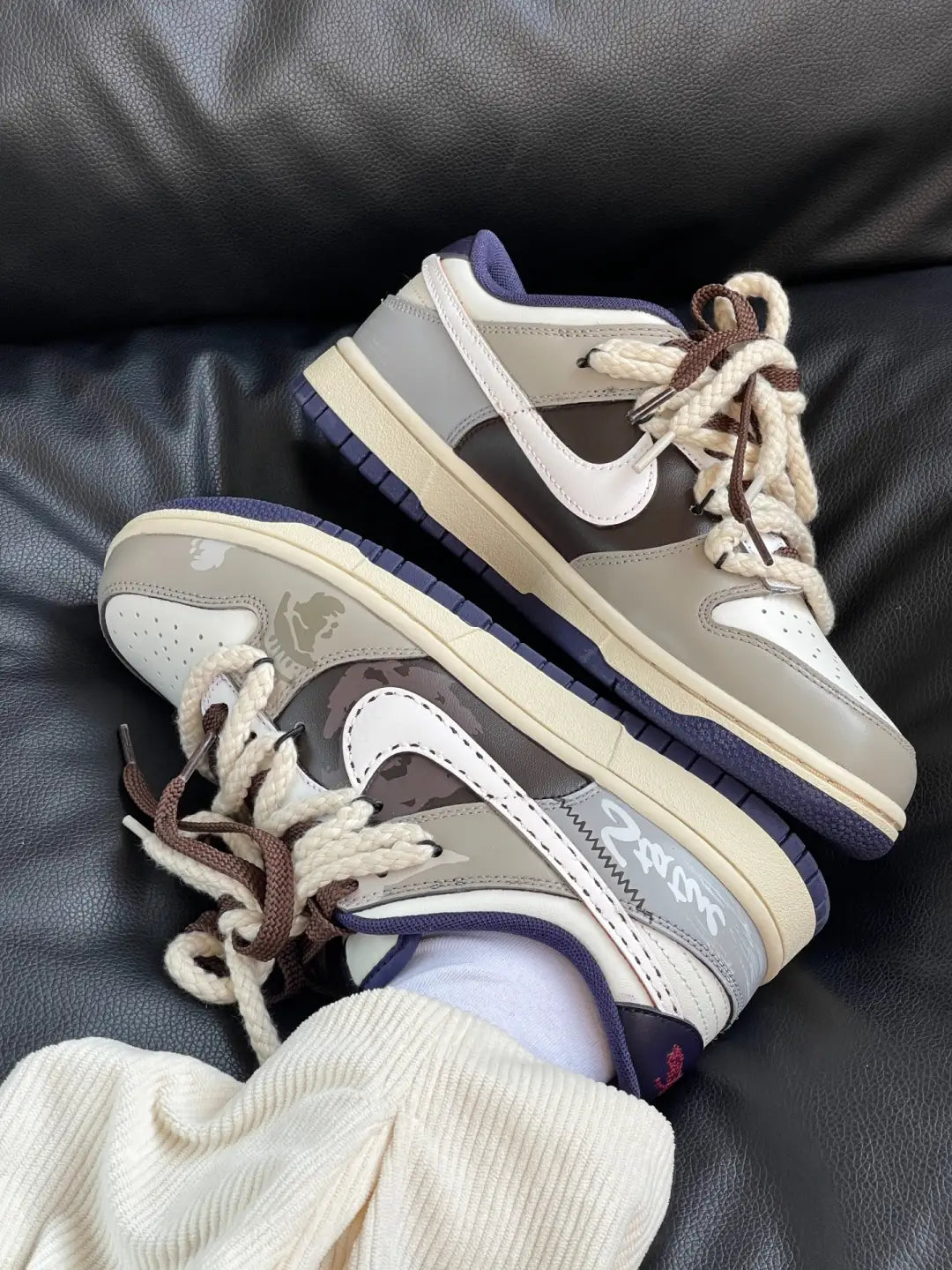 [Custom Wilderness] Dunk Skateboarding Shoes Unisex Gray/Brown