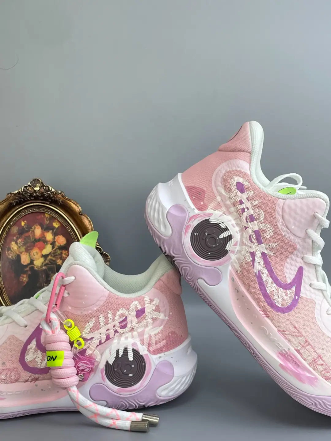 [Custom Plum soda water]  KD Trey 5 IX Vintage Basketball Shoes Unisex Low-top Pink