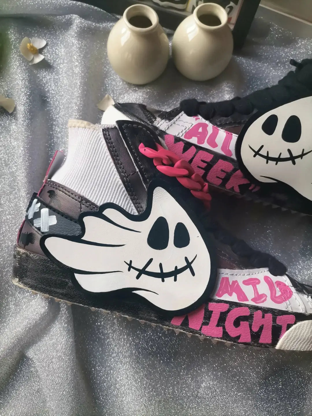 [Custom All Week] Blazer 77 Jumbo High Top Unisex Skateboarding Shoes Black/Pink