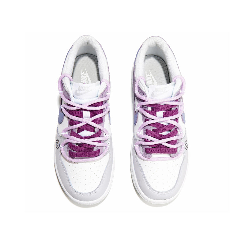 [Custom Clumsy Little Devil] Dunk Skateboarding Shoes Unisex Low-top Purple/Gray/White