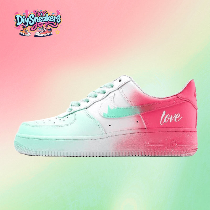 [Custom Love Notes: Red and green]  Air Force 1 Skateboarding Shoes Men Low-top White/green/red