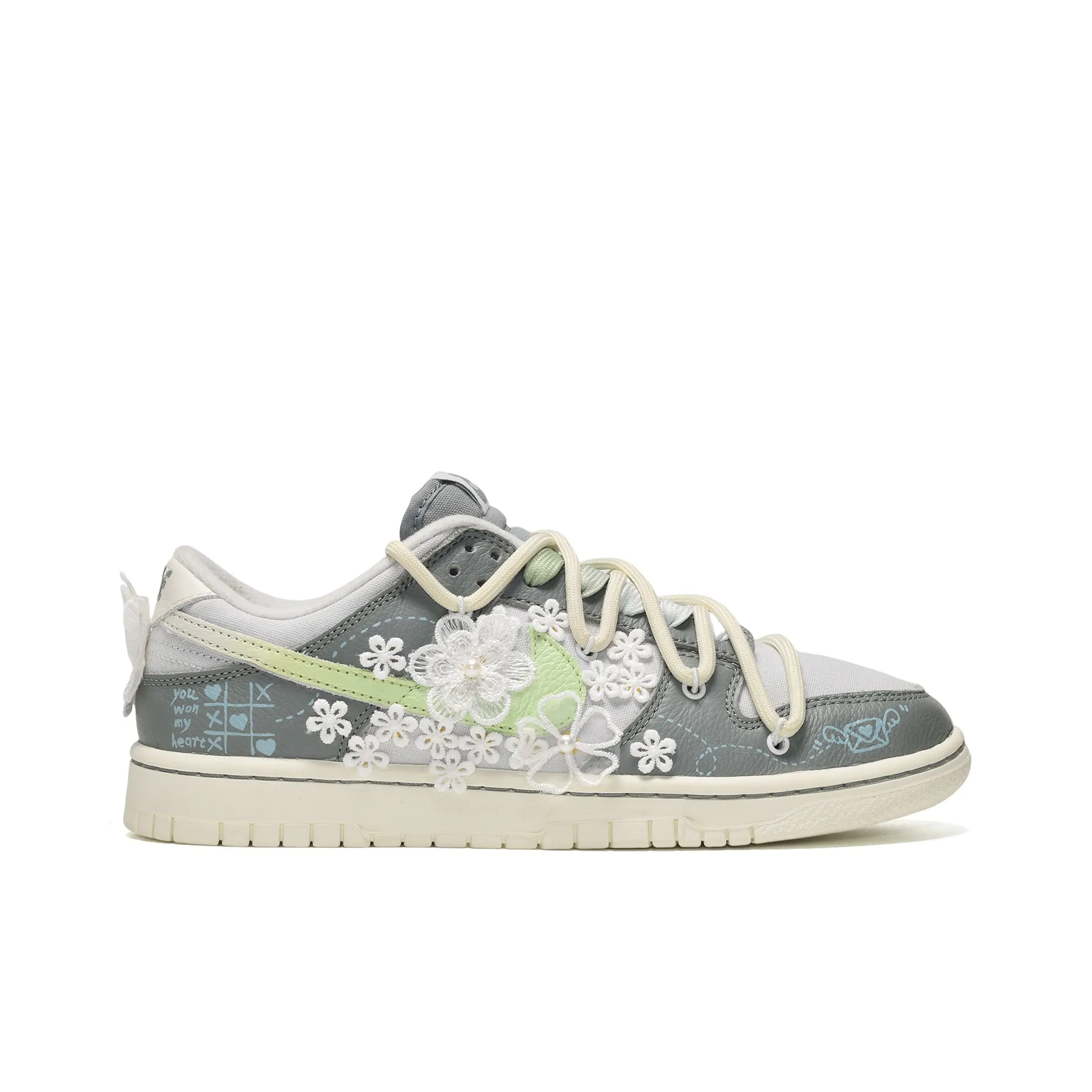 Pearl Confession Letter-  Dunk Skateboarding Shoes Unisex Low-top