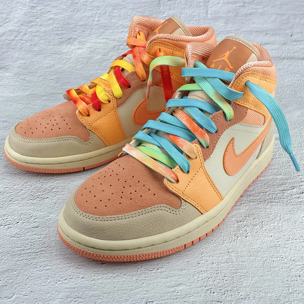 5 Pairs Cool irregular tie-dye gradient Niche original tropical island series Shoelaces Unisex couple style