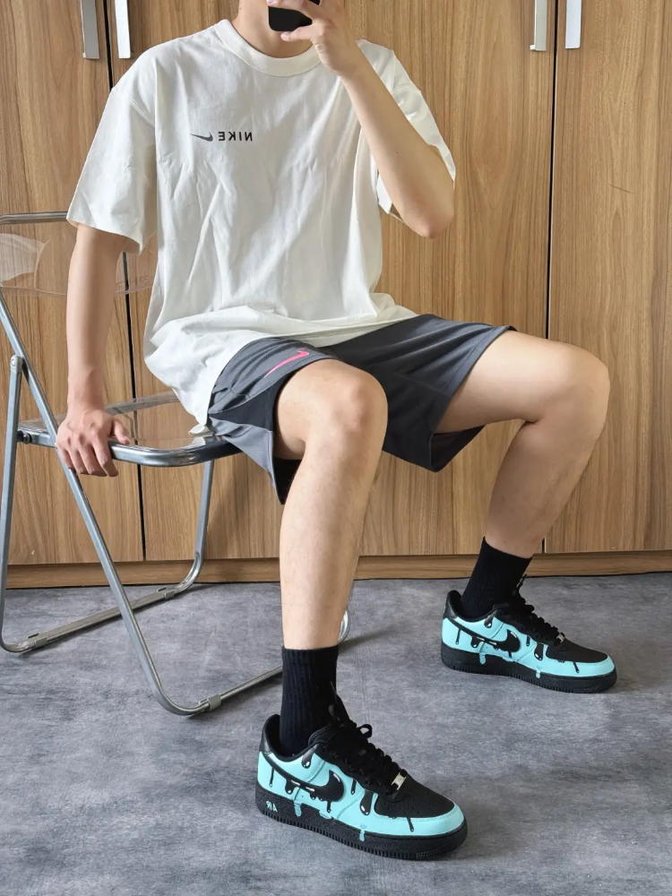 [Custom Dissolved ink electric light green]  Air Force 1 Skateboarding Shoes Unisex