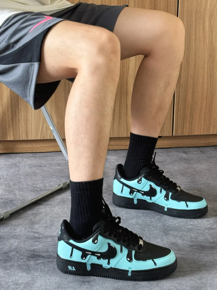 [Custom Dissolved ink electric light green]  Air Force 1 Skateboarding Shoes Unisex